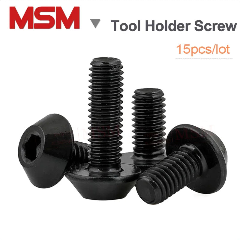 15PCS Class 12.9 Alloy Steel CNC Tool Holder Screw  M5 M6 M8 Hex Socket Pan Head Screw For CNC Milling Lathe Mushroon Shape