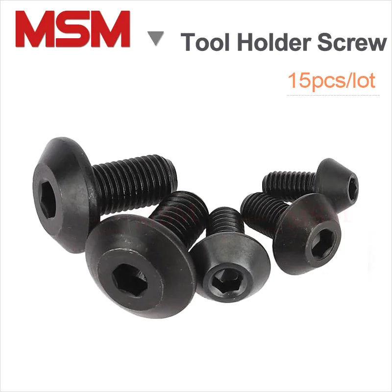 15PCS Class 12.9 Alloy Steel CNC Tool Holder Screw  M5 M6 M8 Hex Socket Pan Head Screw For CNC Milling Lathe Mushroon Shape