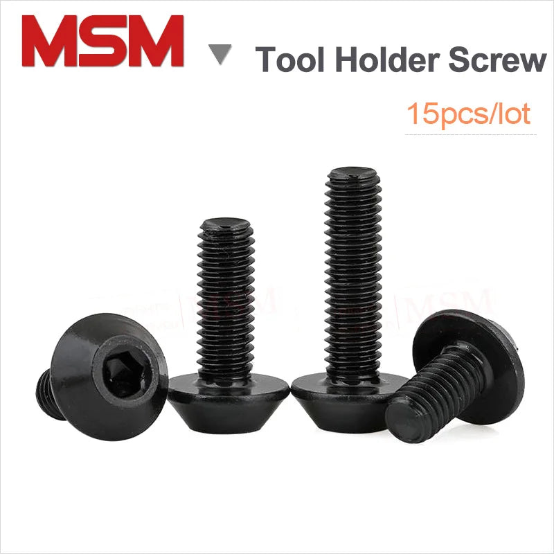 15PCS Class 12.9 Alloy Steel CNC Tool Holder Screw  M5 M6 M8 Hex Socket Pan Head Screw For CNC Milling Lathe Mushroon Shape