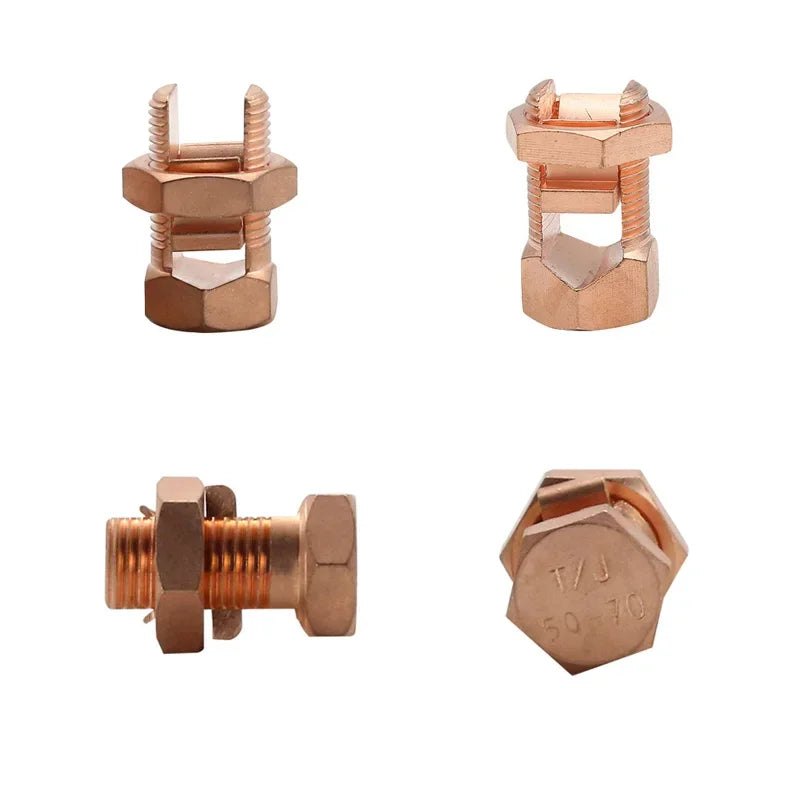 1Pc Brass Bolted Type Wire Connecting Clamp Copper Split Cable Bonding Connector Bolted Clamp Wire Clips for Sections 10-240