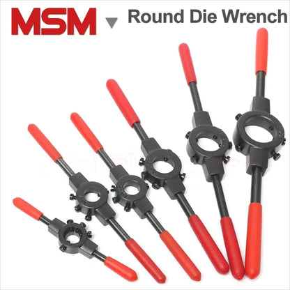 1Pc High Strength Carbon Steel Multi Sizes Round Die Wrench Threading Tools Adjustable Die Handle For Metric/Inch Thread Tappers
