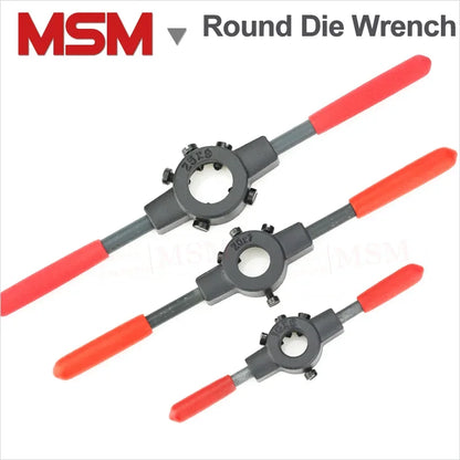 1Pc High Strength Carbon Steel Multi Sizes Round Die Wrench Threading Tools Adjustable Die Handle For Metric/Inch Thread Tappers