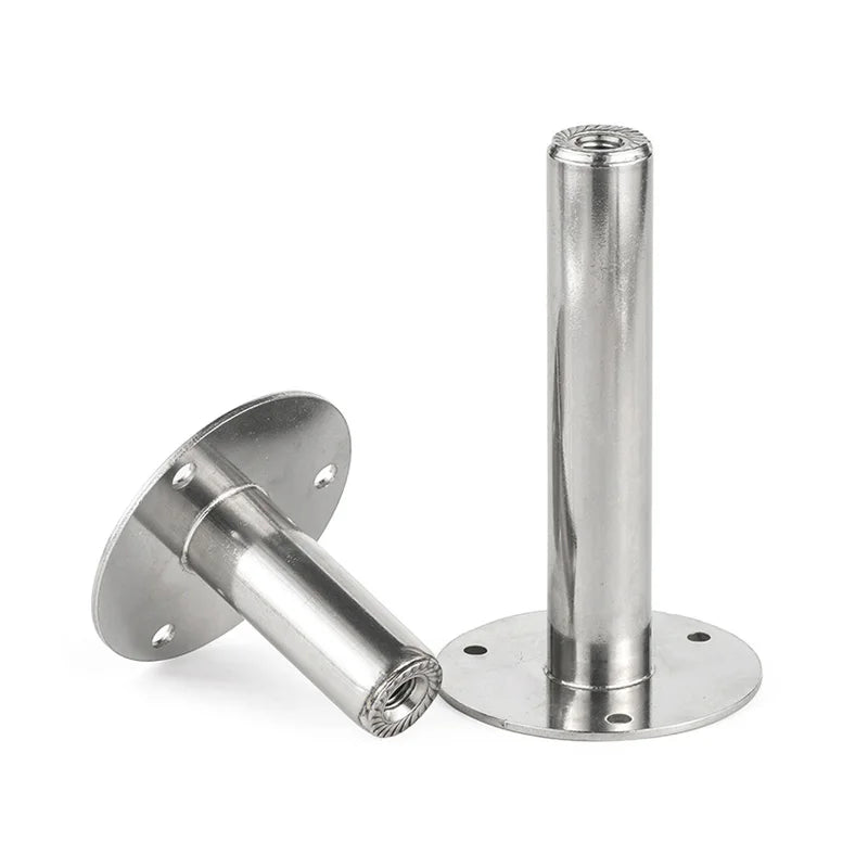 1pc Stainless Pipe Clamp Support Length 25mm~250mm Welded Round Base Supporting Foot with M8 Nut for Pipe Bracket Installing