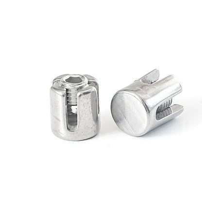 1pc Stainless Steel Slotted Collet for Wire Rope Cross Fitting Wire Rope Clip Locking Buckle Rope Cross Lock Clamp 2/3/4/5/6/8mm