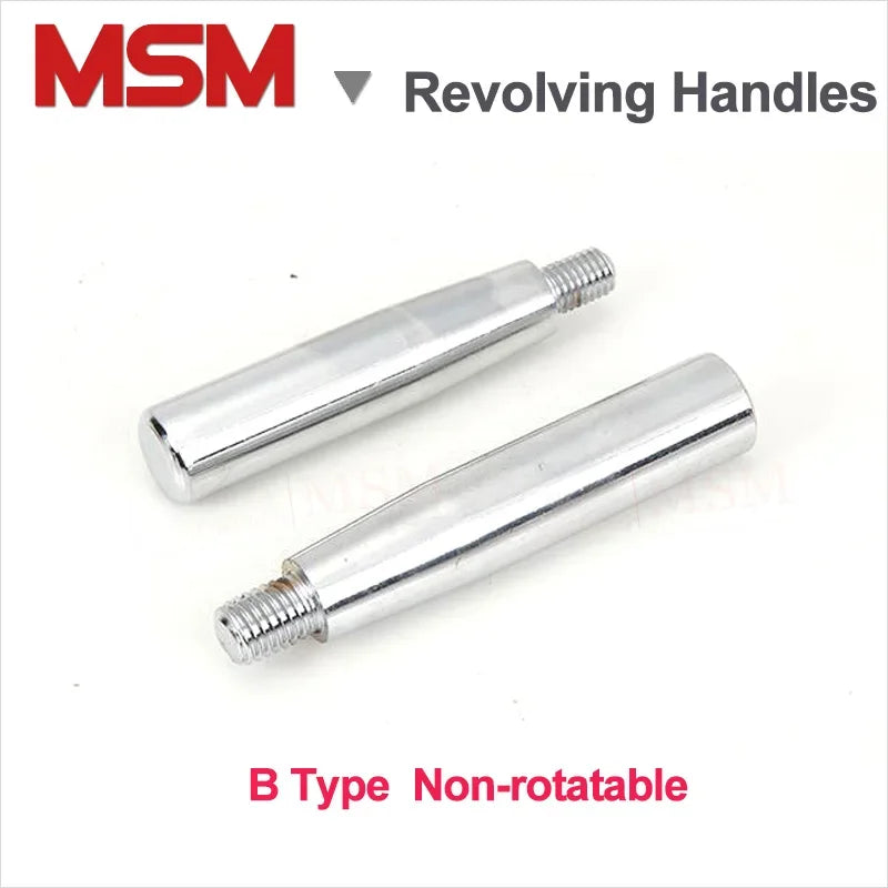 1pc Straight Revolving Handle Grips  Solid Metal Chromed Rotatable/Non-rotatable For Machine Handwheel M6 M8 M10 M12 M16 Thread