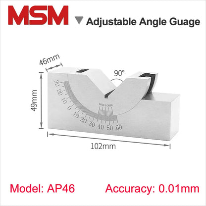 1pcs AP25 AP30 AP46 Adjustable Angle Block Precision Angle Plate V Block Milling Drilling Grinder 0-30-60 Degree KP Angle Gauge