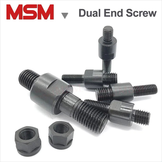 1pcs Carbon Steel Dual End Screw With Nut Double head Screw For CNC Three/Four Claw Chuck Connecting/Fastening M10 M12 M14 M20