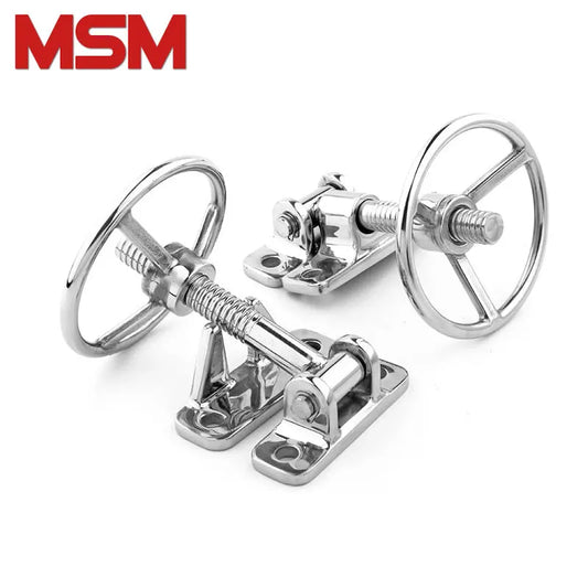 1set 304 Stainless Steel Handwheel Hinge Steamer Equipment Door Handle Hand Wheel Access Door Compression Lock Pressing Hinges