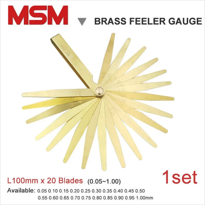 1set Copper Metric  Feeler Gauge 13/20 Brass Blades 0.05-1.00mm Thickness 100mm Length Non-magnetic Gap Valve Measurement Tools
