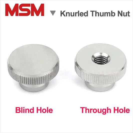 2/5/10 PCS M3 M4 M5 M6 M8 M10 M12 High Head Knurled Thumb Nut Stainless Steel Knurled Nut With Collar Blind/Through Hole