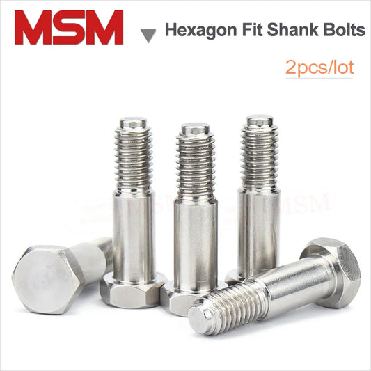 2 Pcs Stainless Steel Hexagon Fit Shank Bolts For Reaming Holes Hexagon Plug Bolts Shoulder Screw M6 M8 M10 M12 GB27 Standard