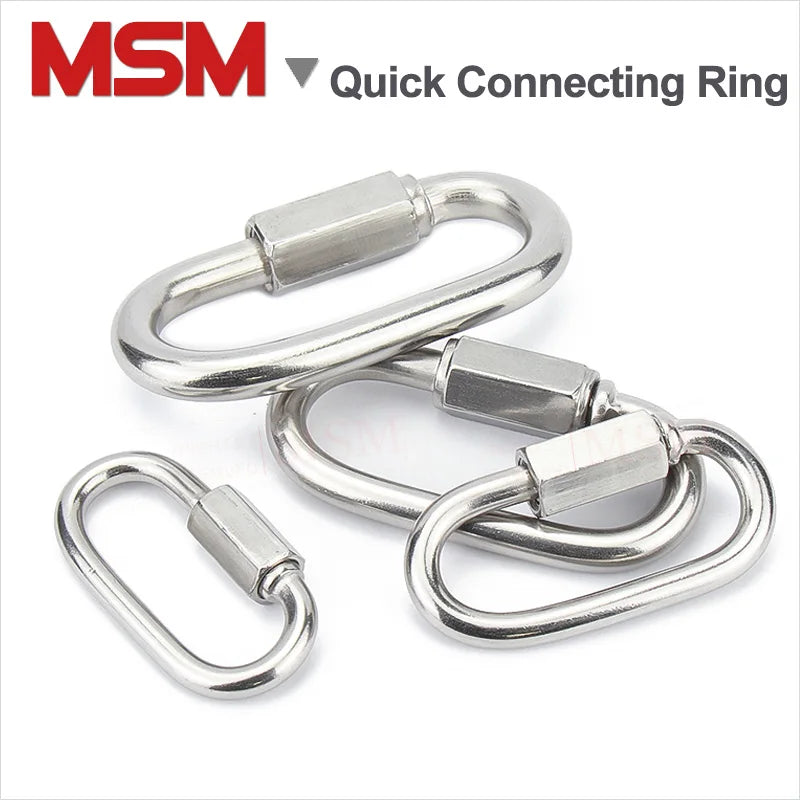 2 Pcs Stainless Steel Quick Connecting Ring Outdoor Screw Connecting Ring Chain Buckle Hang Lock Ring M3.5/4/5/6/7/8/9/10/11/12