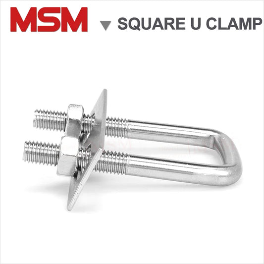 2 Pcs Stainless Steel Square U-clamp Square Right Angle U Screw With Nuts Baffle For Pipe Tube Fixture M6 M8 M10 Width 30~150mm