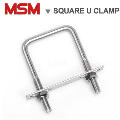 2 Pcs Stainless Steel Square U-clamp Square Right Angle U Screw With Nuts Baffle For Pipe Tube Fixture M6 M8 M10 Width 30~150mm