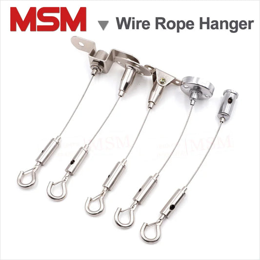 2 Sets Wire Rope Hanger With Stand Wire And Hook For Gallery Picture Photo LED Light Exhibition Advertisement Hanging Device