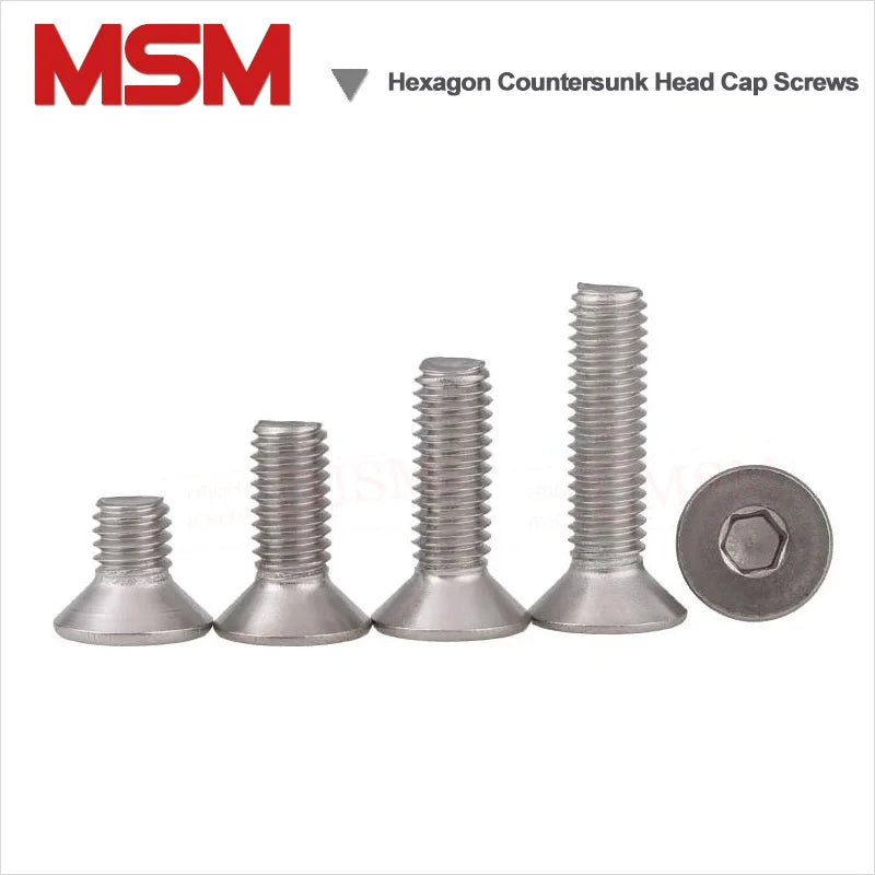 20/40/50/100 PCS Stainless Steel Hexagon Socket Countersunk Head Cap Screws DIN7991 Standard Metric Thread M2 M2.5 M3 M4