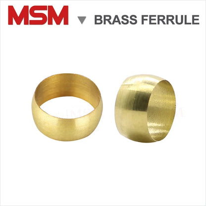 20PCS Brass Double Taper Ferrule 3mm 4mm 6mm 8mm 10mm 12mm 14mm 16mm Compression Sleeve Seal Ring Fit Tube Pipe For Lubrication