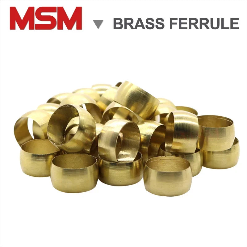 20PCS Brass Double Taper Ferrule 3mm 4mm 6mm 8mm 10mm 12mm 14mm 16mm Compression Sleeve Seal Ring Fit Tube Pipe For Lubrication