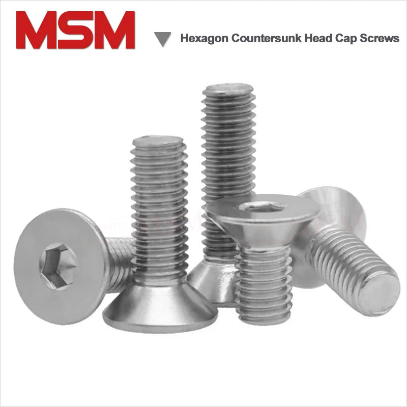 20PCS DIN7991 Standard Stainless Steel Hexagon Socket Countersunk Head Cap Screws Metric Thread M5 M6 Length 8/10/12/16/20/30/40