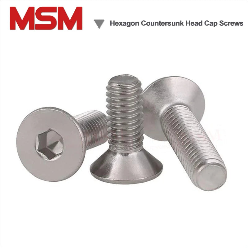 20PCS DIN7991 Standard Stainless Steel Hexagon Socket Countersunk Head Cap Screws Metric Thread M5 M6 Length 8/10/12/16/20/30/40