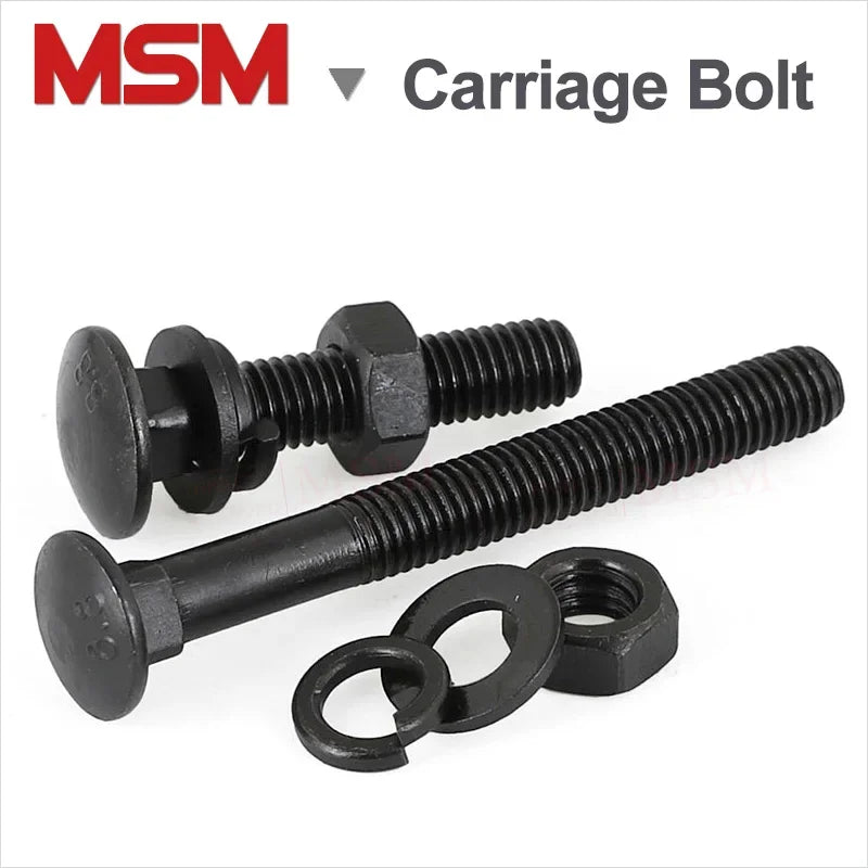 20Set Carbon Steel 8.8 Level High Strength Carriage Bolt Cup Head Square Neck Bolts With Plain Washer And Spring Washer M8/10/12