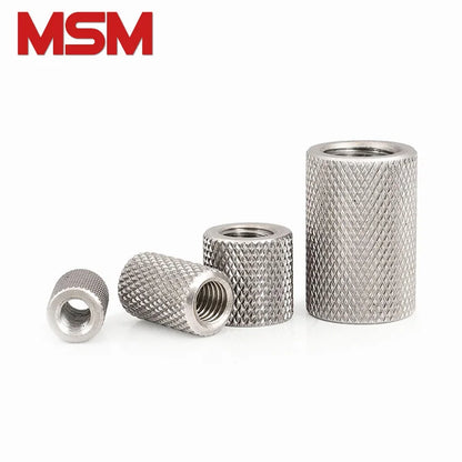 20pcs Knurled Round Coupling Nut M3 M4 M5 M6 M8 M10 M12 M16 Stainless Steel Long Extend Hand Tighten Cylindrical Reticulated Nut