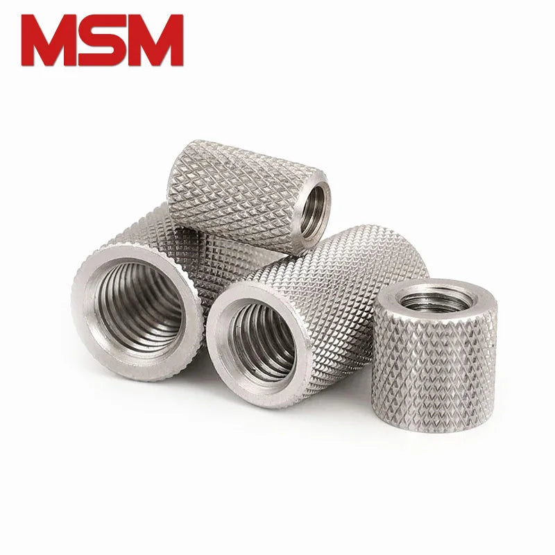 20pcs Knurled Round Coupling Nut M3 M4 M5 M6 M8 M10 M12 M16 Stainless Steel Long Extend Hand Tighten Cylindrical Reticulated Nut