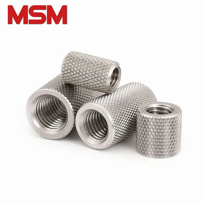 20pcs Knurled Round Coupling Nut M3 M4 M5 M6 M8 M10 M12 M16 Stainless Steel Long Extend Hand Tighten Cylindrical Reticulated Nut