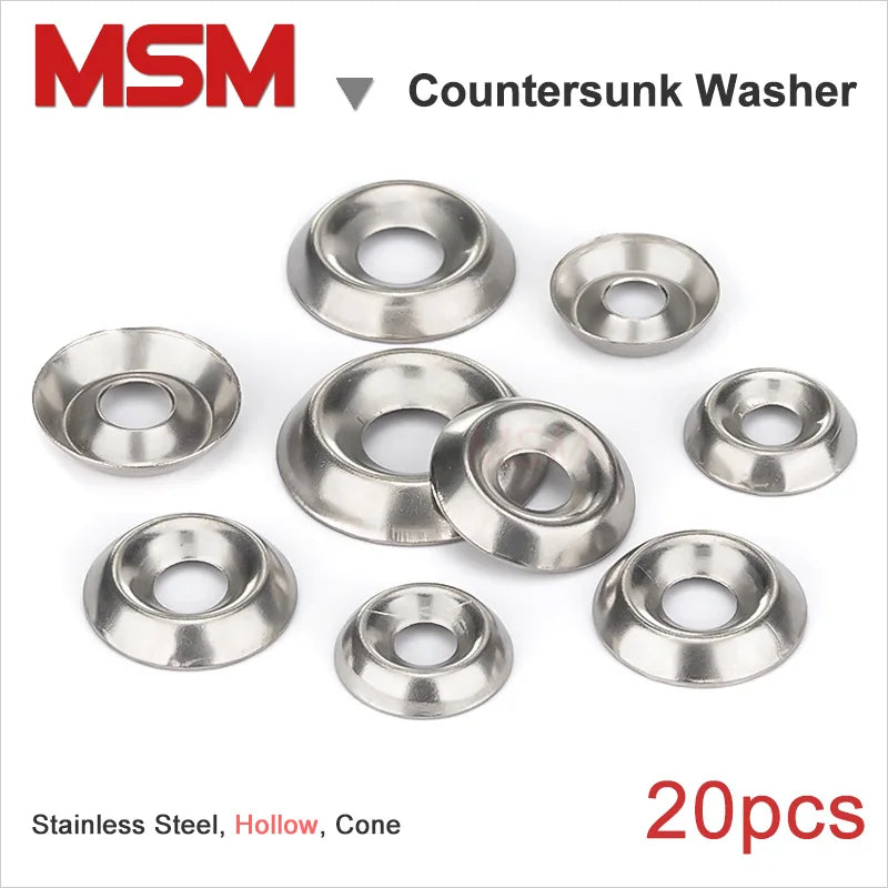 20pcs MSM Countersunk Cup Washers M3 M4 M5 M6 Stainless Steel Concave-Convex Bowl Type Conical Washer Fisheye Gaskets