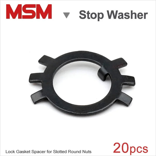 20pcs MSM Lock Gasket Spacer GB858 DIN70952 M10 M12 M14 M16~M60 Black Carbon Steel Retaining Stop Washers for Slotted Round Nuts