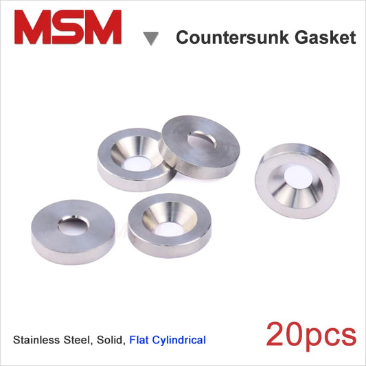 20pcs MSM Solid Stainless Steel Flat Countersunk Washer M3 M4 M5 M6 M8 M10 Cylindrical Solid Screw Gasket Joint Ring Backup Ring