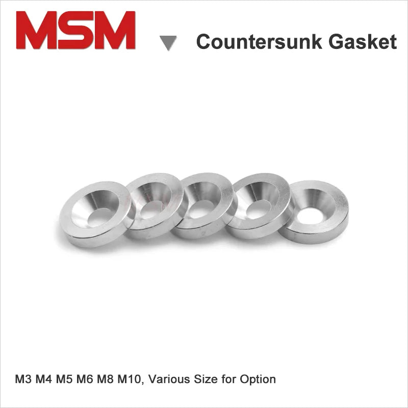 20pcs MSM Solid Stainless Steel Flat Countersunk Washer M3 M4 M5 M6 M8 M10 Cylindrical Solid Screw Gasket Joint Ring Backup Ring