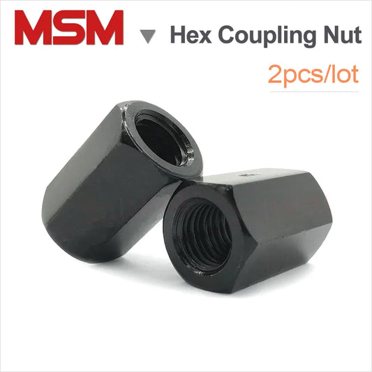 2PCS High Stength Grade 10 Hex Coupling Nut Thicken Extended Connecting Nut Metric Standard M8 M10 M12 M14 M16 M18 M20 M24