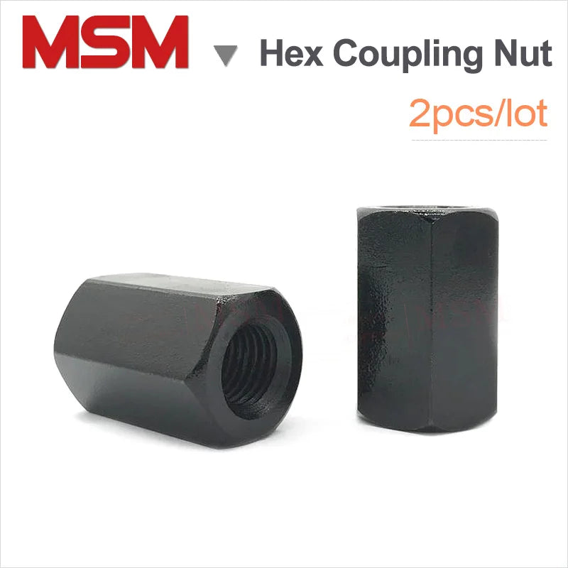 2PCS High Stength Grade 10 Hex Coupling Nut Thicken Extended Connecting Nut Metric Standard M8 M10 M12 M14 M16 M18 M20 M24