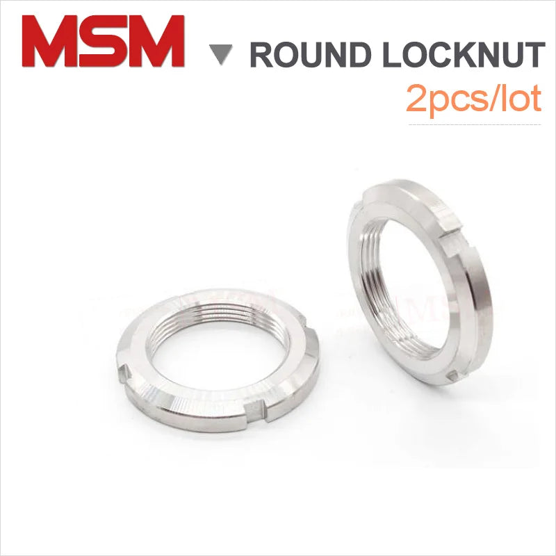 2PCS Stainless Steel Four Slots Round Locknut Small Antiloose Nut M10 12 14 16 18 20 22 24 27 30 33 36 GB810 Standard