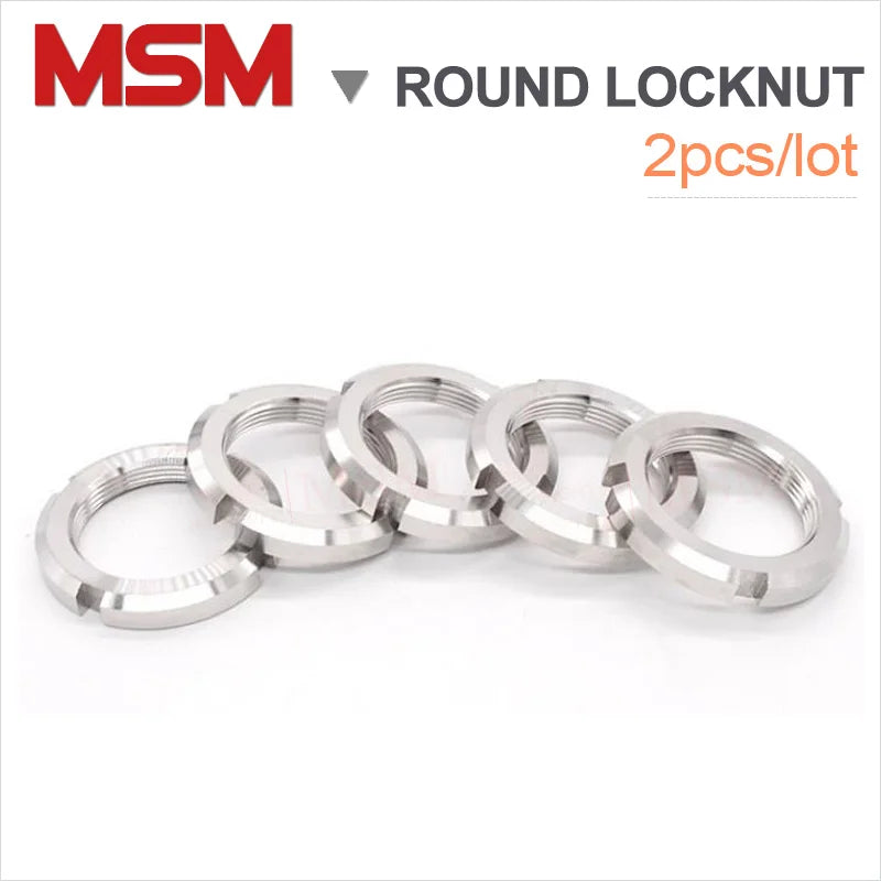 2PCS Stainless Steel Four Slots Round Locknut Small Antiloose Nut M10 12 14 16 18 20 22 24 27 30 33 36 GB810 Standard