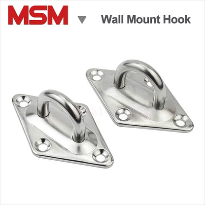 2PCS Stainless Steel Wall Mount Hook With Screws Eye Plate U Shape Heavy Duty Ceiling Mount Ring Hook Loop Diameter 5 6 8 10