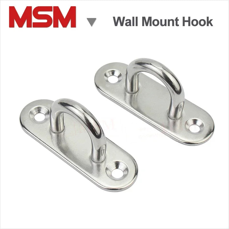 2PCS Stainless Steel Wall Mount Hook With Screws Eye Plate U Shape Heavy Duty Ceiling Mount Ring Hook Loop Diameter 5 6 8 10