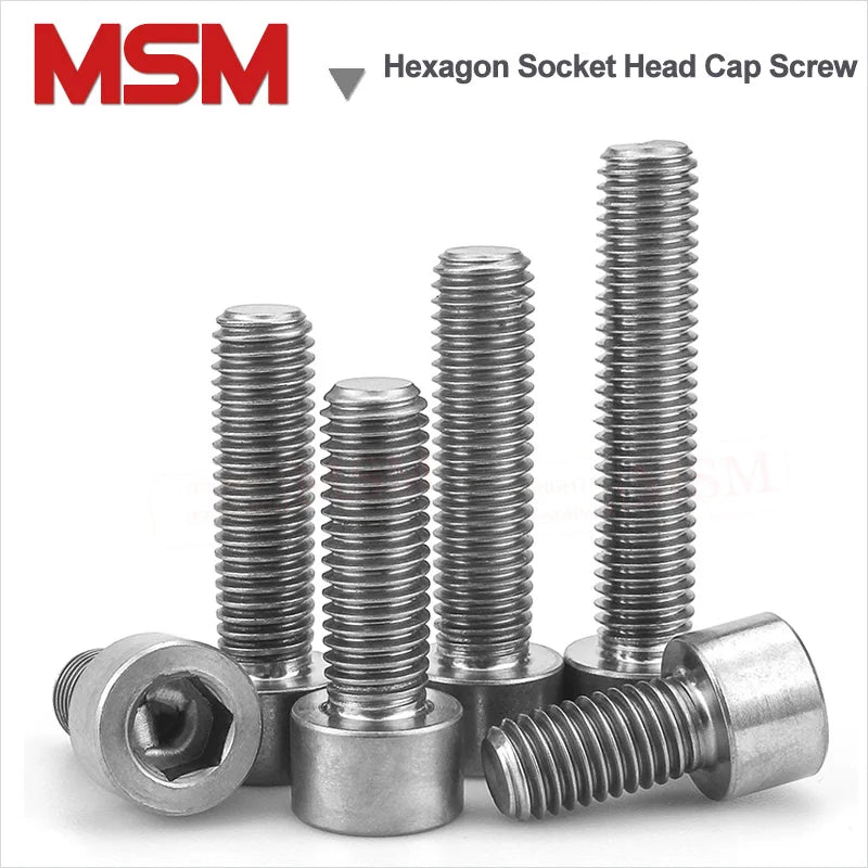 2Pc Acid/Alkali Resistant Corrosion Pure Titanium Hexagon Socket Head Cap Screws/Bolt/Hex Nut/Flat Washer Light Weight M10/12/16