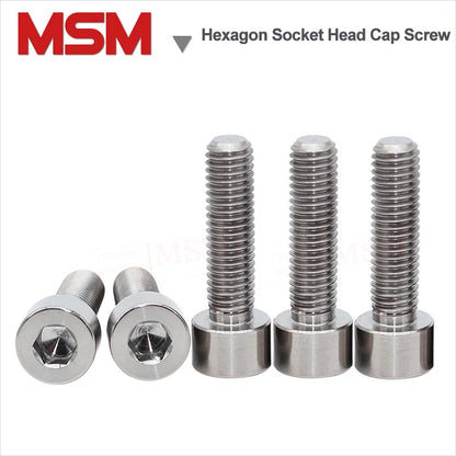 2Pc Acid/Alkali Resistant Corrosion Pure Titanium Hexagon Socket Head Cap Screws/Bolt/Hex Nut/Flat Washer Light Weight M10/12/16