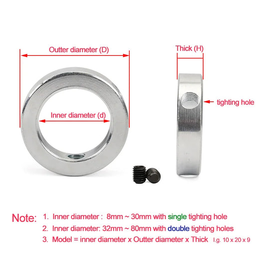 2Pcs Carbon Steel Zinc Coated Shaft Collars Screw Tighten Shaft locking Ring Axle End Fixed Ring GB884 Positioning Metal Bush