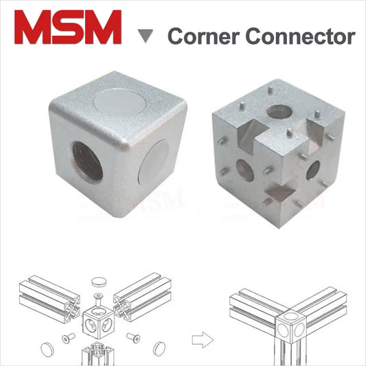 2Sets Aluminium Cube Corner Connector Right Angle 2/3 Way Connection For EU Standard Aluminium Profile 2020 3030 4040 4545