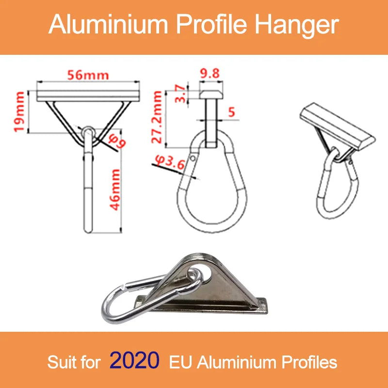 2pcs Aluminium Profile Hanger Zinc Alloy Removable Hanger Sliding Hook for 2020 3030 4040 4545 EU Standard Aluminium Profiles