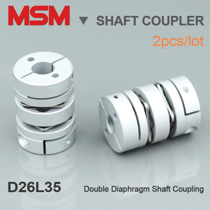 2pcs MSM D26L35 Flexible Double Diaphragm Shaft Coupler OD26mm Disc Elastic Couplings Stepper Servo Motor Couples CNC Screw Rod