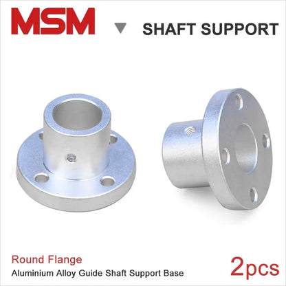 2pcs MSM Round Flange Guide Shaft Support Base 8/10/12/16/20/25/30/35/40/50mm Shaft Fixture Bracket Rod Holder Mount Connector