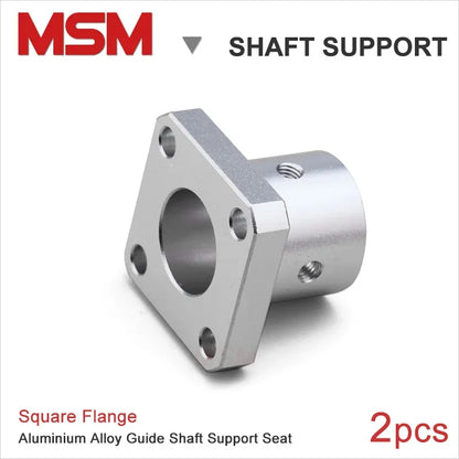 2pcs MSM Square Flange Guide Shaft Support Seat 8/10/12/16/20/25/30/35/40/50mm Shaft Fixture Bracket Rod Holder Mount Connector