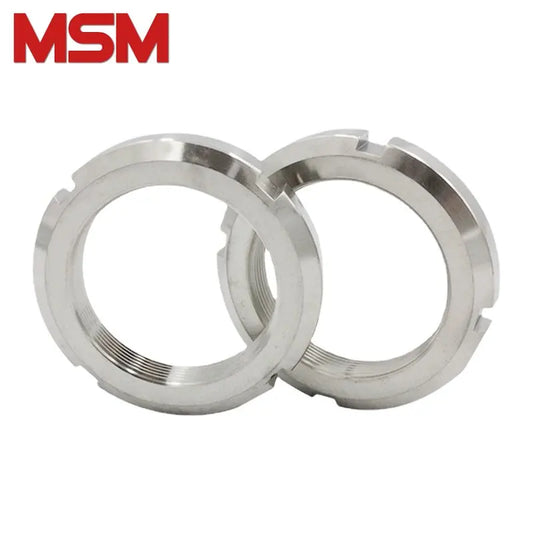 2pcs Slotted Round Nuts Stainless Steel Retaining Anti-loose Locknuts M10 M12 M14 M16 M18 M20 M22 M24 M25 Fine Thread GB812