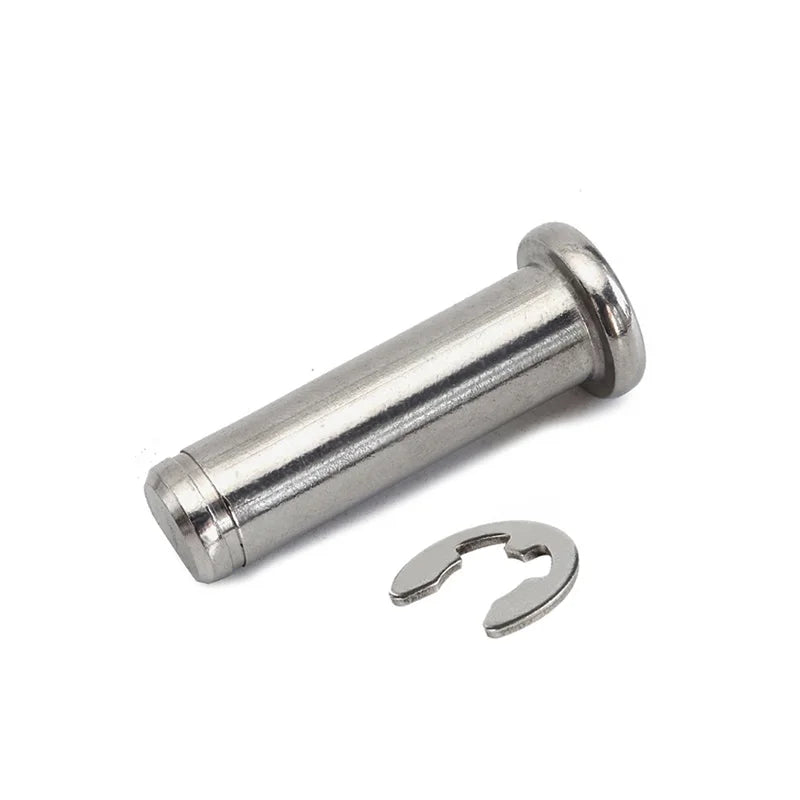 2pcs Stainless Single End Grooved Flat Head Pins with Circlip M12/14/16/20 Cylindrical Slotted Positioning Pins Clevis Bolt