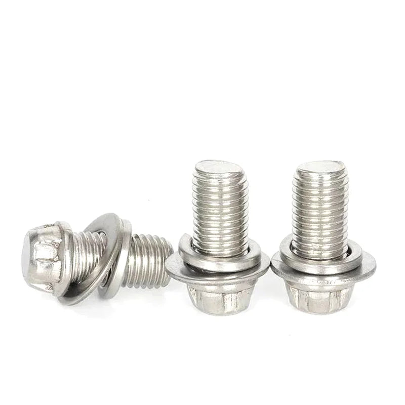 2pcs Stainless Steel  External Pentagonal Torx Head Screw with Washer M16 Anti-theft Security Bolt and Wrench Tamper Proof Screw