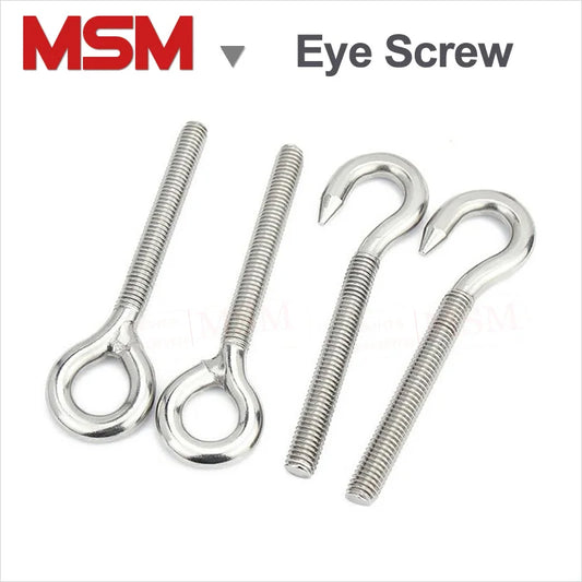 2pcs Stainless Steel Sheep Eye Ring Screw Eye Bolt Hook M4 M5 M6 M8 M10 M12 Multi Usage Lifting Hanging Fastener